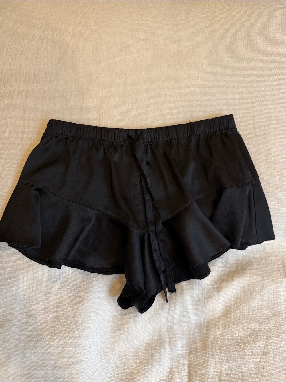 Victoria's Secret Black Ruffle Satin Pajama Shorts